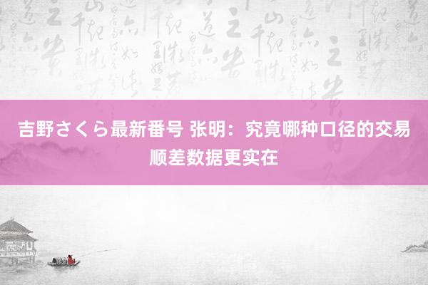吉野さくら最新番号 张明:究竟哪种口径的交易顺差数据更实在