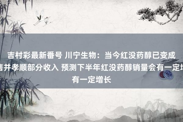 吉村彩最新番号 川宁生物:当今红没药醇已变成销售并孝顺部分收入 预测下半年红没药醇销量会有一定增长