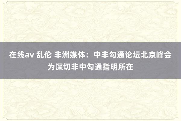 在线av 乱伦 非洲媒体：中非勾通论坛北京峰会为深切非中勾通指明所在