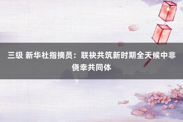 三级 新华社指摘员:联袂共筑新时期全天候中非侥幸共同体