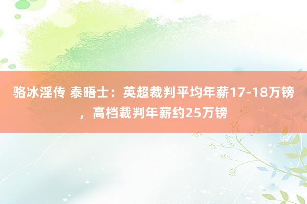 骆冰淫传 泰晤士：英超裁判平均年薪17-18万镑，高档裁判年薪约25万镑