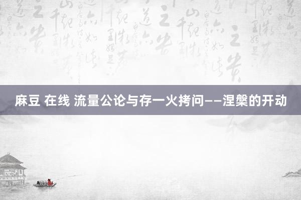 麻豆 在线 流量公论与存一火拷问——涅槃的开动